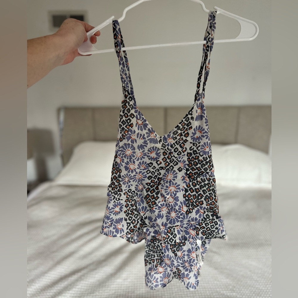 FREE PEOPLE intimacy floral pattern tank top with light embellishments